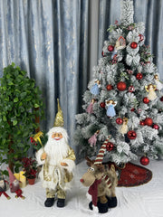 Mos Craciun decorativ cu barba si haine elegante – Figurina de Craciun 70 cm