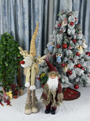 Mos Craciun decorativ cu barba si haine elegante – Figurina de Craciun 70 cm