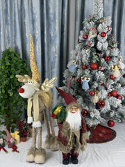 Mos Craciun decorativ cu barba si haine elegante – Figurina de Craciun 70 cm