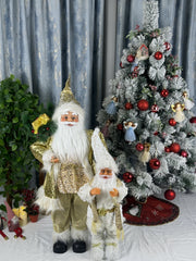 Mos Craciun decorativ cu barba si haine elegante – Figurina de Craciun 70 cm