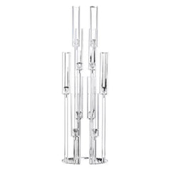 Set 4 sfeșnice decorative transparente cu 10 suporturi lumânări, design modern elegant, înălțime 108 cm (fără lumânări)