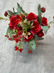 Buchet Flori Artificiale 28 cm, Diverse Culori, Mix Floral Decorativ cu Frunze, Decor Interior Elegant