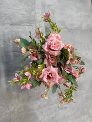 Buchet Flori Artificiale 28 cm, Diverse Culori, Mix Floral Decorativ cu Frunze, Decor Interior Elegant