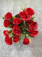 Aranjament Floral Artificial Alb 30 cm, Trandafiri Decorativi cu Frunze Verzi