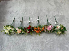 Aranjament Floral Artificial 28 cm, Flori Decorative cu Frunze Verzi