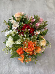 Aranjament Floral Artificial 28 cm, Flori Decorative cu Frunze Verzi