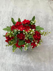 Aranjament Floral Artificial 28 cm, Flori Decorative cu Frunze Verzi