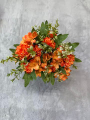 Aranjament Floral Artificial 28 cm, Flori Decorative cu Frunze Verzi
