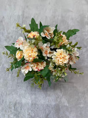 Aranjament Floral Artificial 28 cm, Flori Decorative cu Frunze Verzi