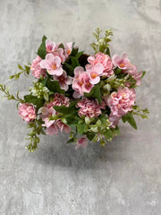 Aranjament Floral Artificial 28 cm, Flori Decorative cu Frunze Verzi