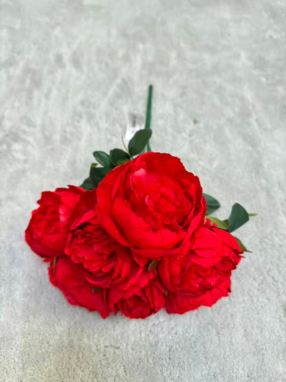 Floare Artificială Tip Bujor 45 cm, 7 Capete Florale