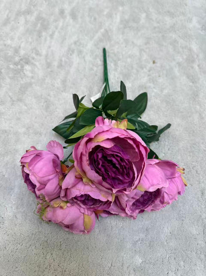 Floare Artificială Tip Bujor 45 cm, 7 Capete Florale