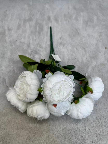 Floare Artificială Tip Bujor 45 cm, 7 Capete Florale