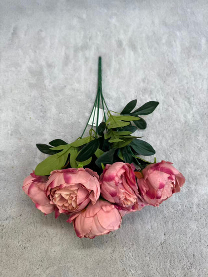 Floare Artificială Tip Bujor 45 cm, 7 Capete Florale