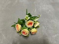 Buchet Floral Artificial cu 5 Trandafiri 50 cm, Diverse Culori, cu Frunze Decorative, pentru Decor Interior