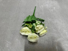 Buchet Floral Artificial cu 5 Trandafiri 50 cm, Diverse Culori, cu Frunze Decorative, pentru Decor Interior