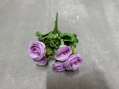 Buchet Floral Artificial cu 5 Trandafiri 50 cm, Diverse Culori, cu Frunze Decorative, pentru Decor Interior