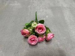 Buchet Floral Artificial cu 5 Trandafiri 50 cm, Diverse Culori, cu Frunze Decorative, pentru Decor Interior