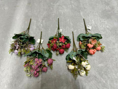 Buchet Floral Artificial cu Boboci și Frunze Decorative 38 cm, Diverse Culori, pentru Decor Interior