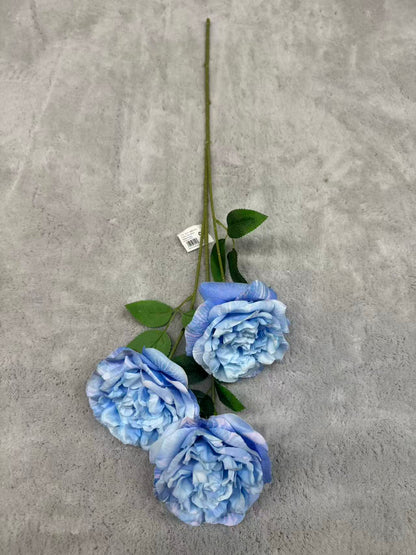 Crenguță Florală Artificială cu 3 Bujori 80 cm, Diverse Culori, cu Frunze Decorative, pentru Decor Interior