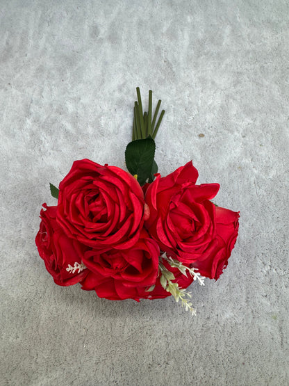 Buchet Floral Artificial cu 7 Trandafiri 55 cm, Diverse Culori, cu Frunze Decorative, pentru Decor Interior