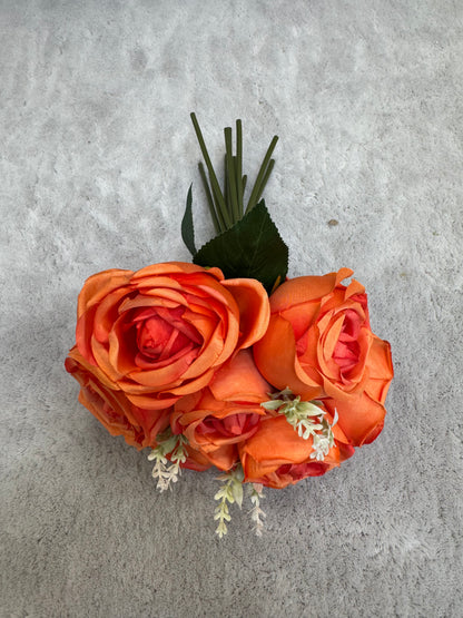 Buchet Floral Artificial cu 7 Trandafiri 55 cm, Diverse Culori, cu Frunze Decorative, pentru Decor Interior