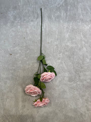 Crenguță Florală Artificială cu 3 Trandafiri 75 cm, Diverse Culori, cu Frunze Decorative, pentru Decor Interior