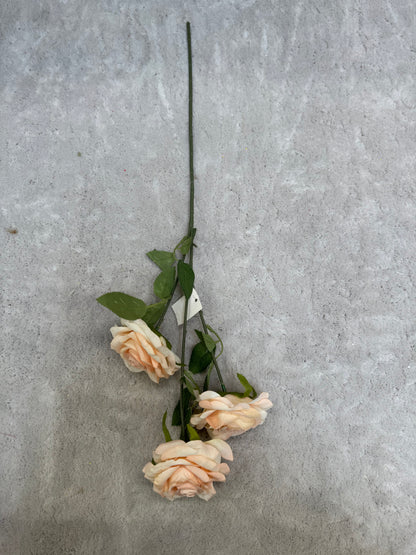 Crenguță Florală Artificială cu 3 Trandafiri 75 cm, Diverse Culori, cu Frunze Decorative, pentru Decor Interior