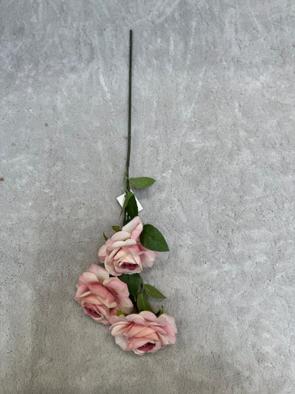 Crenguță Florală Artificială cu 3 Trandafiri 75 cm, Diverse Culori, cu Frunze Decorative, pentru Decor Interior