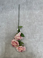 Crenguță Florală Artificială cu 3 Trandafiri 75 cm, Diverse Culori, cu Frunze Decorative, pentru Decor Interior