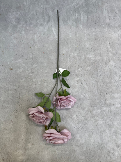 Crenguță Florală Artificială cu 3 Trandafiri 75 cm, Diverse Culori, cu Frunze Decorative, pentru Decor Interior