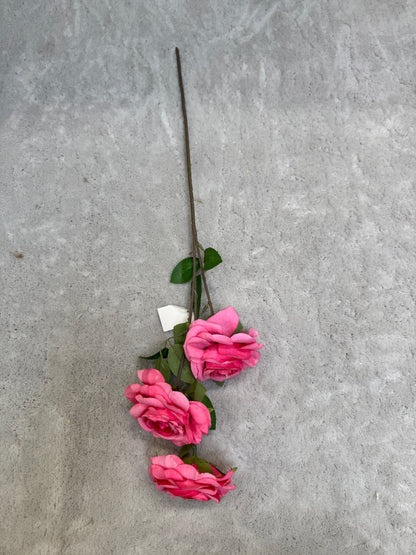 Crenguță Florală Artificială cu 3 Trandafiri 75 cm, Diverse Culori, cu Frunze Decorative, pentru Decor Interior