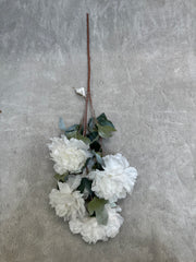 Crenguță Florală Artificială cu 5 Bujori 85 cm, Diverse culori, cu Frunze Decorative, pentru Decor Interior