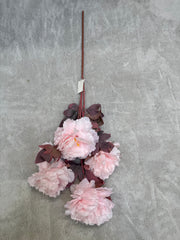 Crenguță Florală Artificială cu 5 Bujori 85 cm, Diverse culori, cu Frunze Decorative, pentru Decor Interior