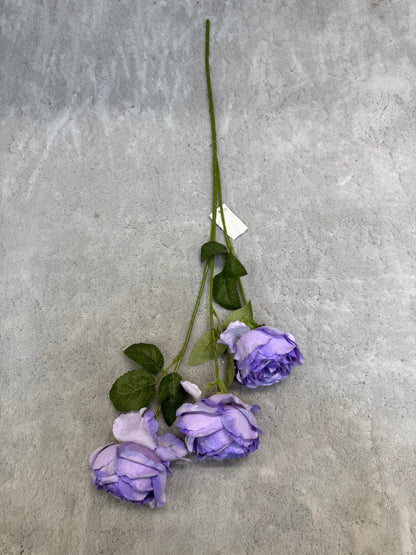 Crenguță Florală Artificială cu 3 Bujori 80 cm, Diverse Culori, cu Frunze Decorative, pentru Decor Interior