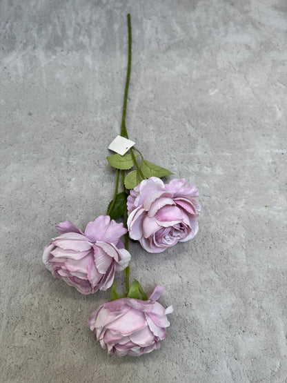 Crenguță Florală Artificială cu 3 Bujori 80 cm, Diverse Culori, cu Frunze Decorative, pentru Decor Interior