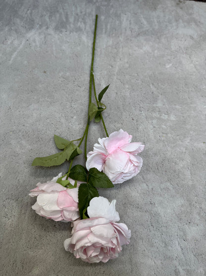 Crenguță Florală Artificială cu 3 Bujori 80 cm, Diverse Culori, cu Frunze Decorative, pentru Decor Interior