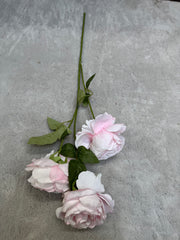 Crenguță Florală Artificială cu 3 Bujori 80 cm, Diverse Culori, cu Frunze Decorative, pentru Decor Interior