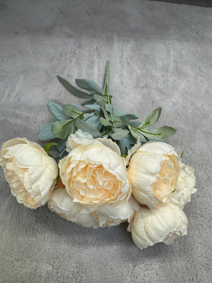 Floare Artificială Tip Bujor 45 cm, 7 Capete Florale