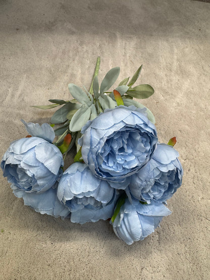 Floare Artificială Tip Bujor 45 cm, 7 Capete Florale