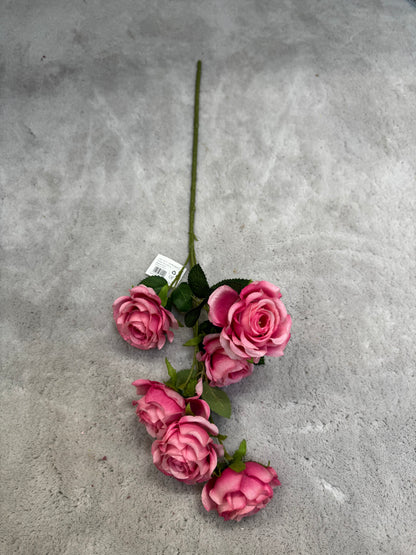 Crenguță Florală Artificială cu 6 Trandafiri 85 cm, Diverse Culori, cu Frunze Decorative Verzi, pentru Decor Interior