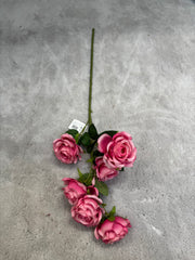 Crenguță Florală Artificială cu 6 Trandafiri 85 cm, Diverse Culori, cu Frunze Decorative Verzi, pentru Decor Interior