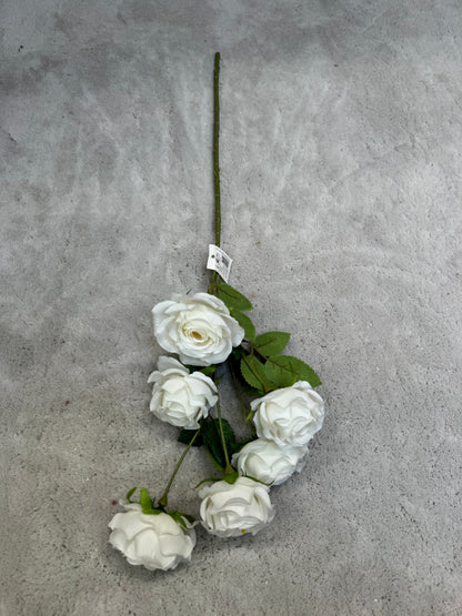 Crenguță Florală Artificială cu 6 Trandafiri 85 cm, Diverse Culori, cu Frunze Decorative Verzi, pentru Decor Interior