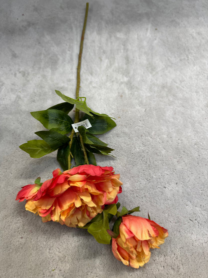Crenguță Florală Artificială cu Bujori  85 cm, Diverse Culori, cu Frunze Decorative Verzi, pentru Decor Interior