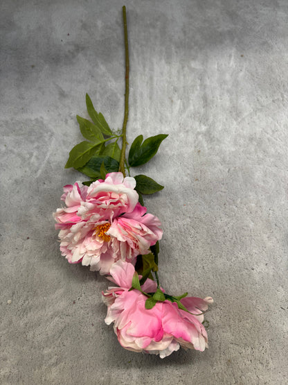 Crenguță Florală Artificială cu Bujori  85 cm, Diverse Culori, cu Frunze Decorative Verzi, pentru Decor Interior