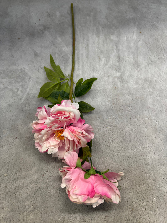 Crenguță Florală Artificială cu Bujori  85 cm, Diverse Culori, cu Frunze Decorative Verzi, pentru Decor Interior