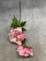 Crenguță Florală Artificială cu Bujori  85 cm, Diverse Culori, cu Frunze Decorative Verzi, pentru Decor Interior
