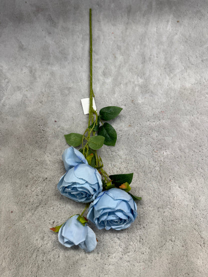 Crenguță Florală Artificială cu 4 Trandafiri 82 cm, Diverse Culori, cu Frunze Decorative, pentru Decor Interior