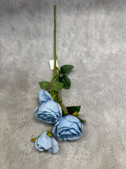 Crenguță Florală Artificială cu 4 Trandafiri 82 cm, Diverse Culori, cu Frunze Decorative, pentru Decor Interior