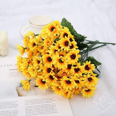 Buchet Floral Artificial cu 24 Flori Tip Margarete 30 cm,  pentru Decor Interior